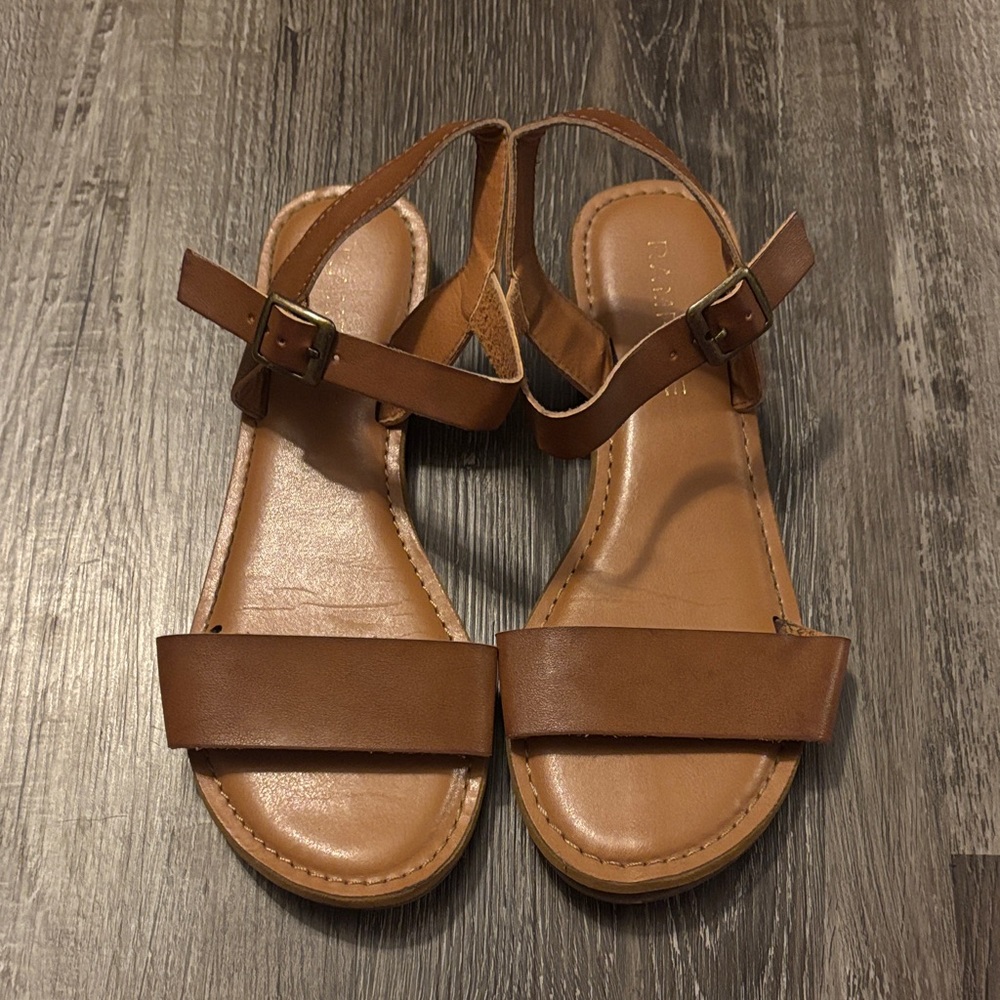 Rampage Brown Ankle-Strap Flat Sandals